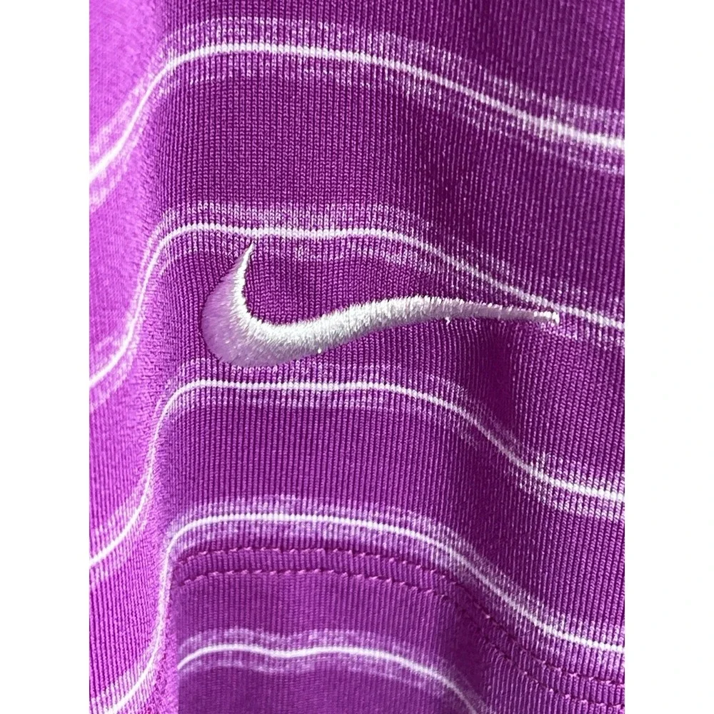 Nike Golf Dri-Fit Polo Shirt Men's Sz XL Purple with White Stripes‎ Lightweight